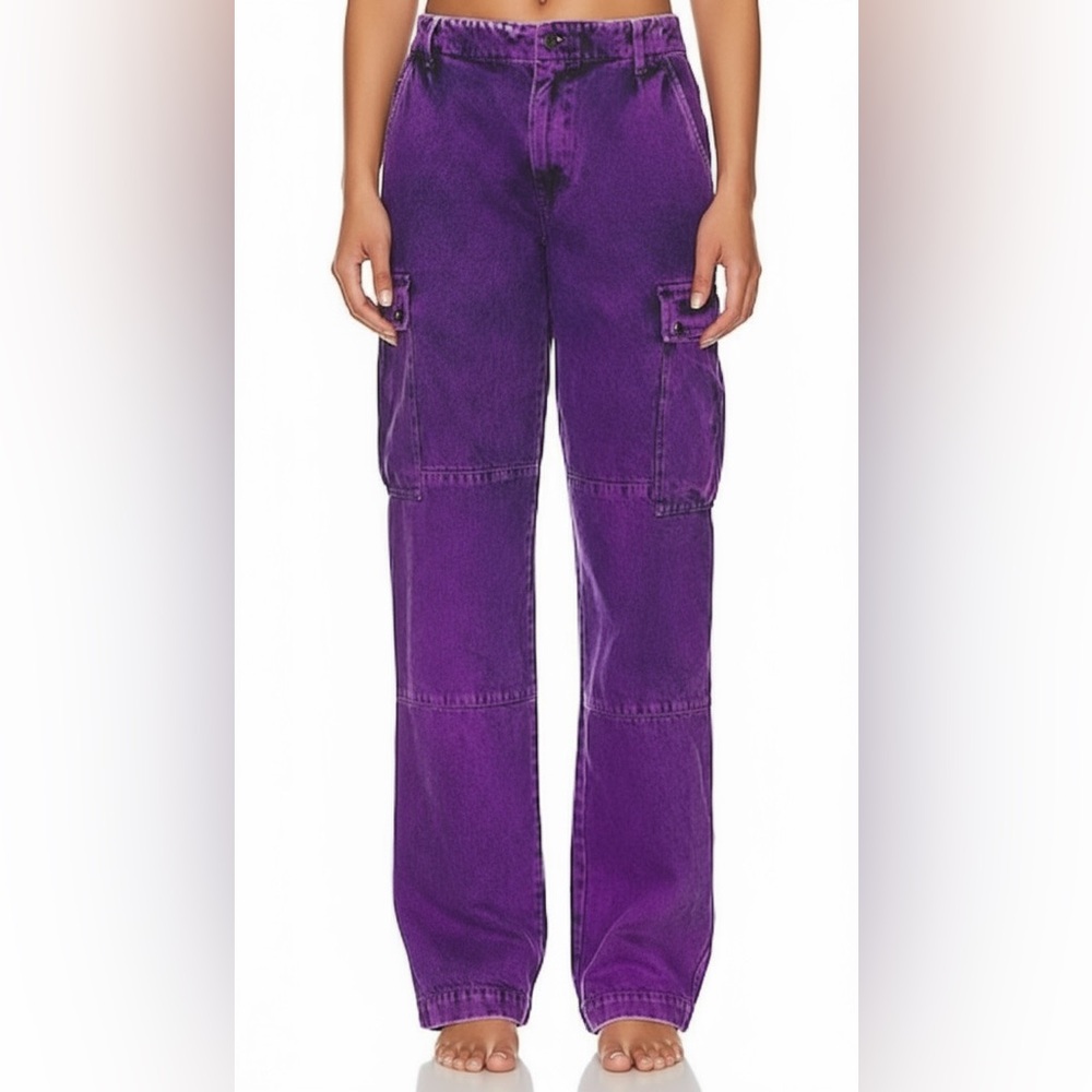 RtA Denim Cargo Pant straight leg‎ women’s jeans pockets size 25 grape purple
